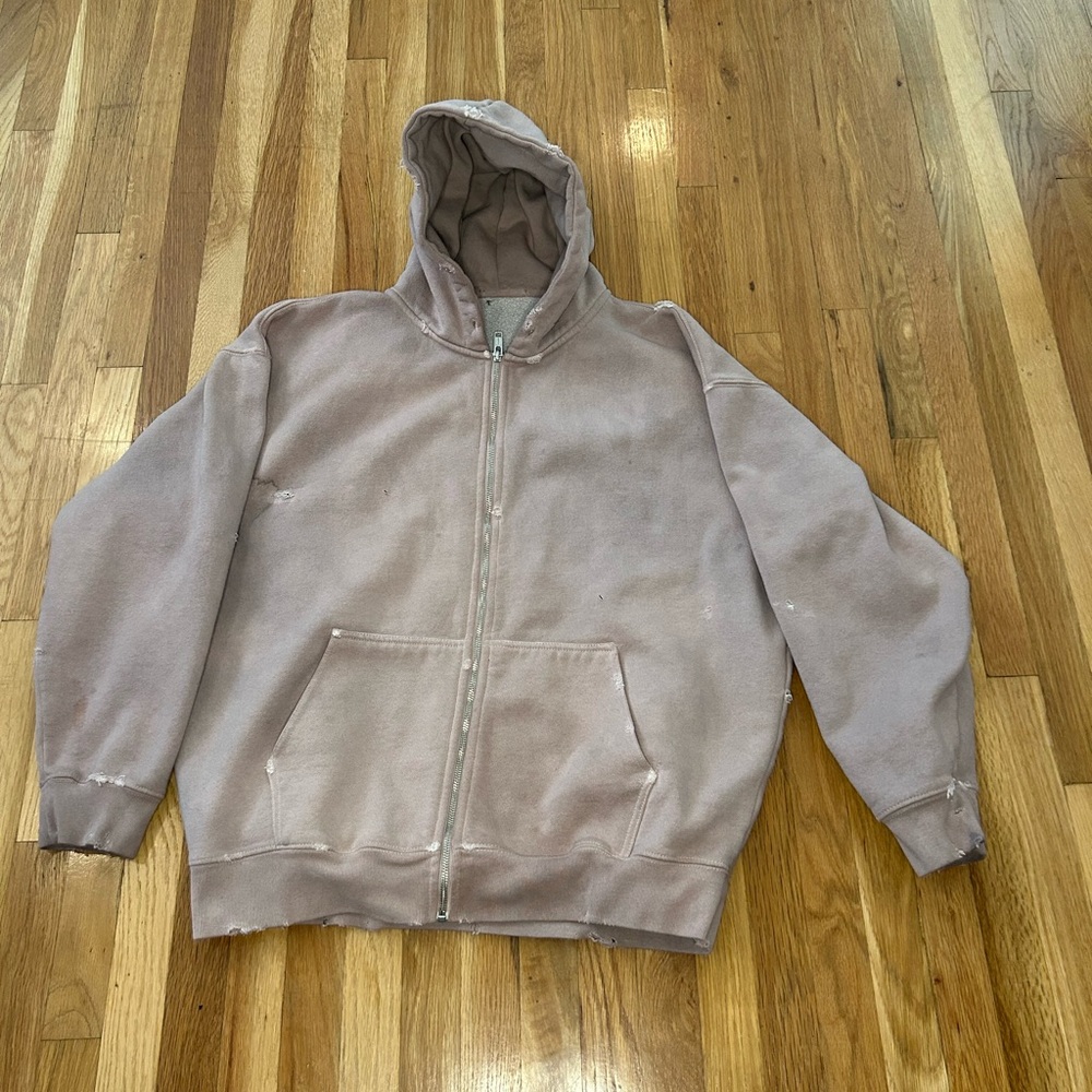 Hand Distressed and Garment Dyed Vintage Custom Zip Up